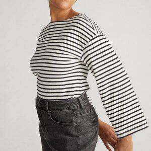NWT UNIVERSAL STANDARD Montauk Breton Stripe Bell Sleeve Top Stripes Size 3XL